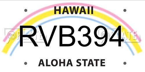 RVB394 Hawaii License Plate