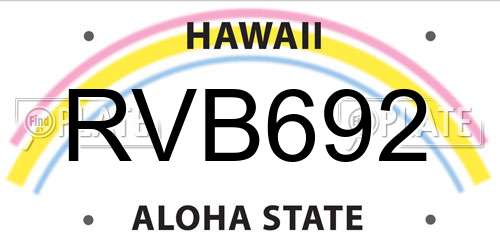 RVB692 Hawaii License Plate
