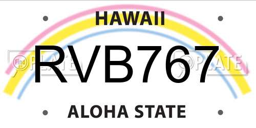 RVB767 Hawaii License Plate
