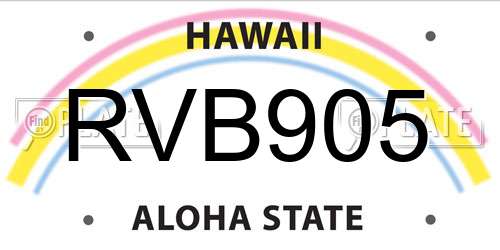 RVB905 Hawaii License Plate