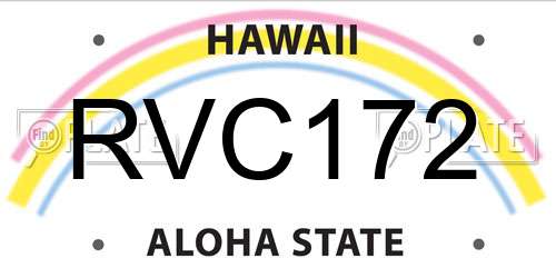 RVC172 Hawaii License Plate