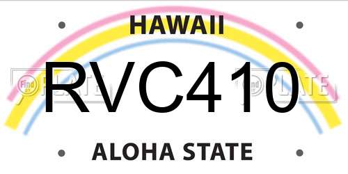 RVC410 Hawaii License Plate
