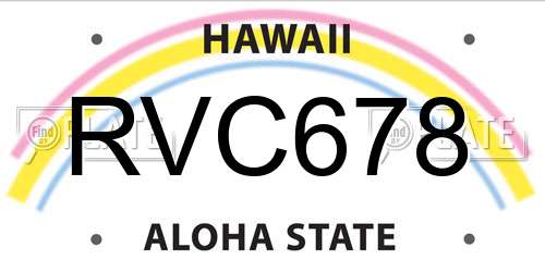 RVC678 Hawaii License Plate