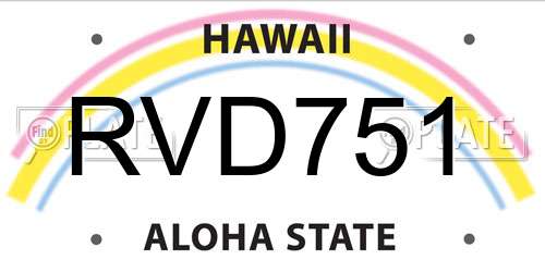 RVD751 Hawaii License Plate