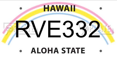 RVE332 Hawaii License Plate