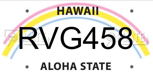 RVG458 Hawaii License Plate