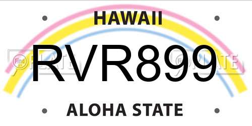 RVR899 Hawaii License Plate