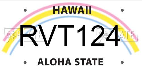 RVT124 Hawaii License Plate