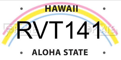 RVT141 Hawaii License Plate