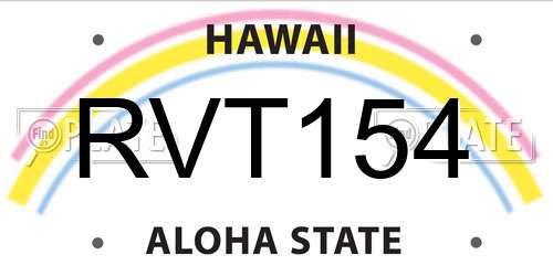 RVT154 Hawaii License Plate