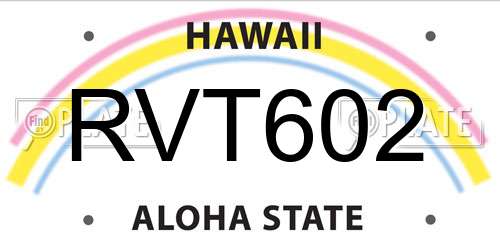 RVT602 Hawaii License Plate