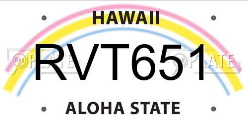 RVT651 Hawaii License Plate