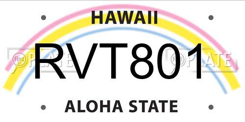 RVT801 Hawaii License Plate