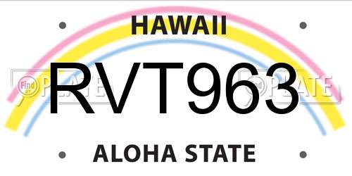 RVT963 Hawaii License Plate