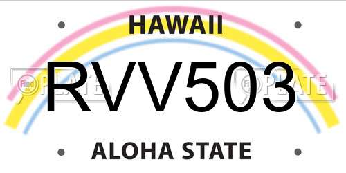 RVV503 Hawaii License Plate