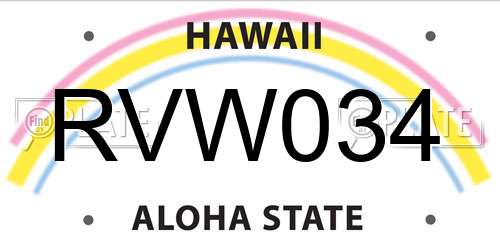 RVW034 Hawaii License Plate