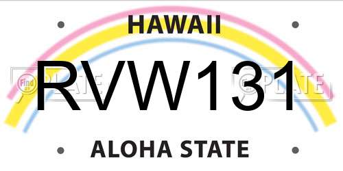 RVW131 Hawaii License Plate