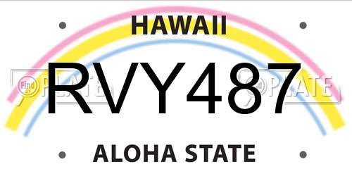 RVY487 Hawaii License Plate