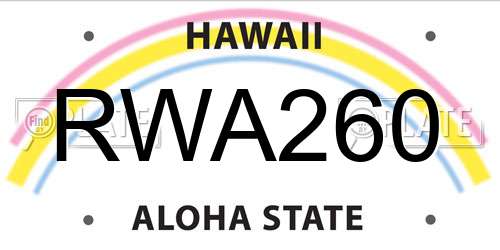 RWA260 Hawaii License Plate