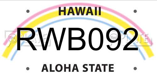 RWB092 Hawaii License Plate