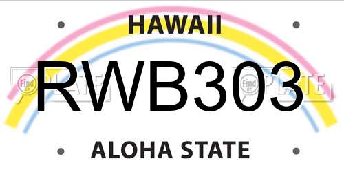RWB303 Hawaii License Plate