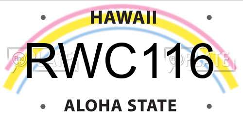 RWC116 Hawaii License Plate