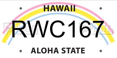 RWC167 Hawaii License Plate