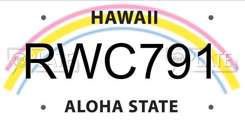 RWC791 Hawaii License Plate