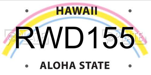 RWD155 Hawaii License Plate