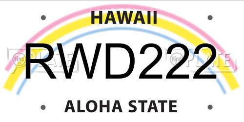 RWD222 Hawaii License Plate