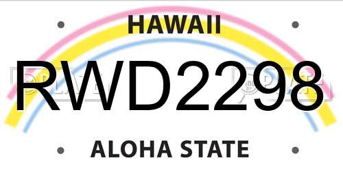 RWD2298 Hawaii License Plate