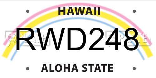 RWD248 Hawaii License Plate