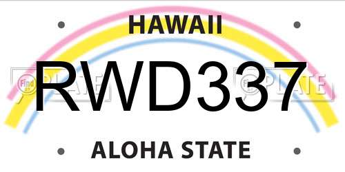 RWD337 Hawaii License Plate