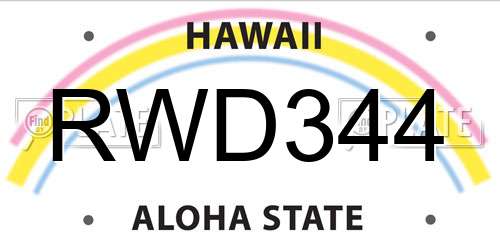 RWD344 Hawaii License Plate