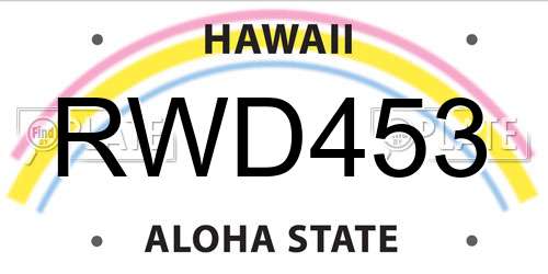 RWD453 Hawaii License Plate