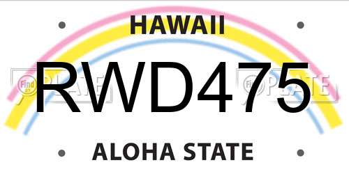 RWD475 Hawaii License Plate