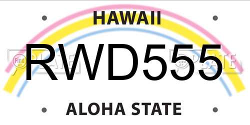 RWD555 Hawaii License Plate