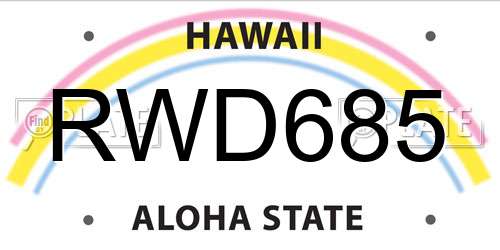 RWD685 Hawaii License Plate