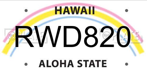 RWD820 Hawaii License Plate