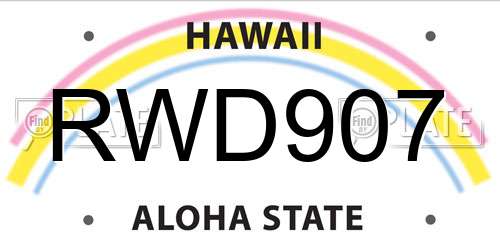 RWD907 Hawaii License Plate