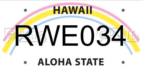 RWE034 Hawaii License Plate