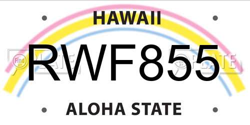 RWF855 Hawaii License Plate