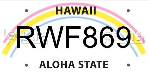 RWF869 Hawaii License Plate