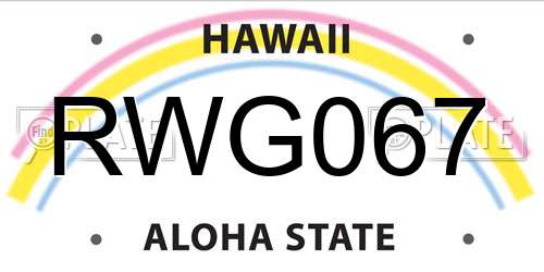 RWG067 Hawaii License Plate