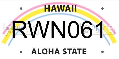 RWN061 Hawaii License Plate