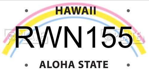 RWN155 Hawaii License Plate