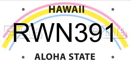 RWN391 Hawaii License Plate