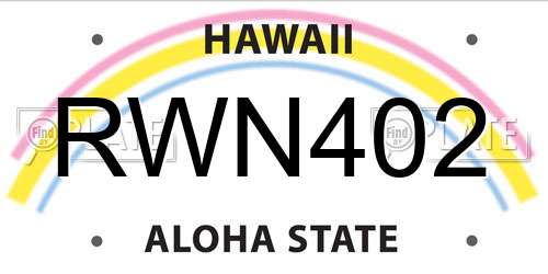 RWN402 Hawaii License Plate