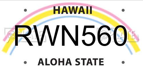 RWN560 Hawaii License Plate