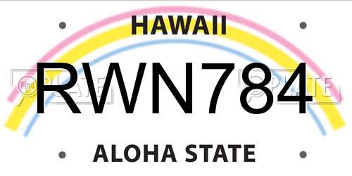 RWN784 Hawaii License Plate